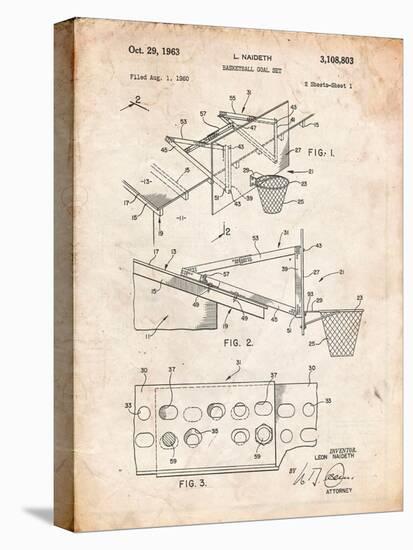 Basketball Goal With Backboard Patent 1960-Cole Borders-Stretched Canvas