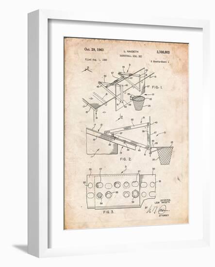 Basketball Goal With Backboard Patent 1960-Cole Borders-Framed Art Print