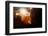 Basketball Going through the Basket at a Sports Arena (Intentional Spotlight)-yobro-Framed Photographic Print