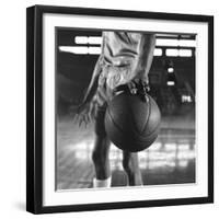 Basketball Held by Player Wilt Chamberlain, 1956-Frank Scherschel-Framed Premium Photographic Print