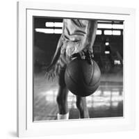 Basketball Held by Player Wilt Chamberlain, 1956-Frank Scherschel-Framed Photographic Print