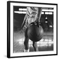 Basketball Held by Player Wilt Chamberlain, 1956-Frank Scherschel-Framed Photographic Print