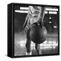 Basketball Held by Player Wilt Chamberlain, 1956-Frank Scherschel-Framed Stretched Canvas