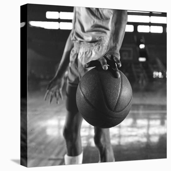 Basketball Held by Player Wilt Chamberlain, 1956-Frank Scherschel-Stretched Canvas