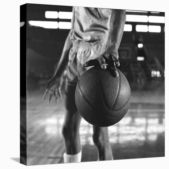 Basketball Held by Player Wilt Chamberlain, 1956-Frank Scherschel-Stretched Canvas