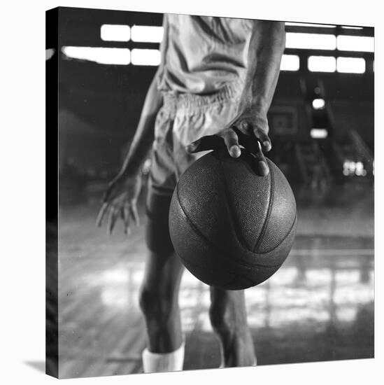 Basketball Held by Player Wilt Chamberlain, 1956-Frank Scherschel-Stretched Canvas