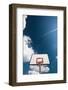 Basketball Hoop against  Lovely Blue Summer Sky with Some Fluffy White Clouds-l i g h t p o e t-Framed Photographic Print