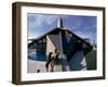 Basketball Legend Wilt Chamberlain with Dog Outside His Home-Ralph Crane-Framed Premium Photographic Print