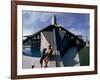 Basketball Legend Wilt Chamberlain with Dog Outside His Home-Ralph Crane-Framed Premium Photographic Print