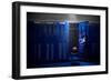 Basketball Locker Room with Spotlight on the Ball and Locker-yobro-Framed Photographic Print