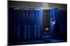 Basketball Locker Room with Spotlight on the Ball and Locker-yobro-Mounted Photographic Print