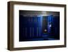 Basketball Locker Room with Spotlight on the Ball and Locker-yobro-Framed Photographic Print