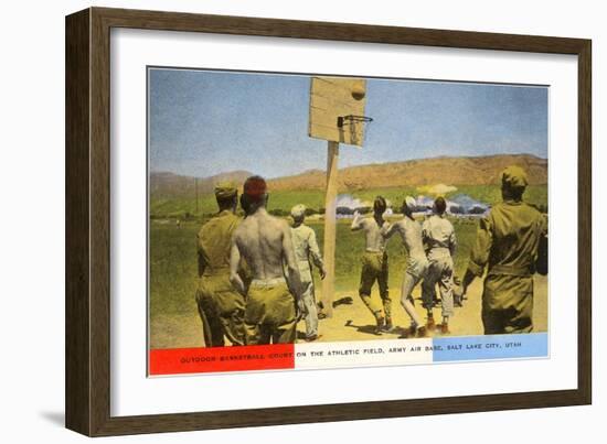 Basketball on Army Base, Salt Lake City, Utah-null-Framed Art Print