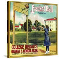 Basketball Orange Label - Claremont, CA-Lantern Press-Stretched Canvas