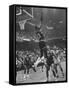 Basketball Player Wilt Chamberlain During Game Against the Celtics-George Silk-Framed Stretched Canvas