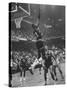Basketball Player Wilt Chamberlain During Game Against the Celtics-George Silk-Stretched Canvas