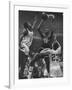 Basketball Players Bill Russell and Wilt Chamberlain During Game-George Silk-Framed Premium Photographic Print