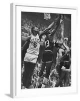 Basketball Players Bill Russell and Wilt Chamberlain During Game-George Silk-Framed Premium Photographic Print