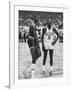 Basketball Players Bill Russell and Wilt Chamberlain During Game-null-Framed Premium Photographic Print