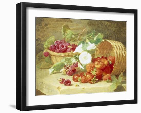 Baskets of Strawberries, Raspberries and Convolvulus-Eloise Harriet Stannard-Framed Giclee Print