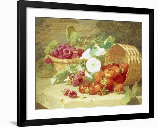 Baskets of Strawberries, Raspberries and Convolvulus-Eloise Harriet Stannard-Framed Giclee Print