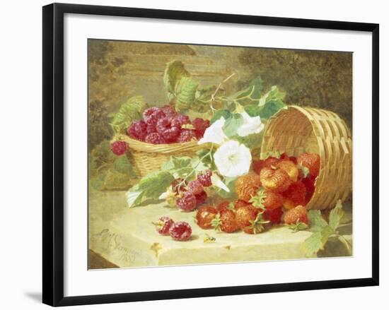 Baskets of Strawberries, Raspberries and Convolvulus-Eloise Harriet Stannard-Framed Giclee Print