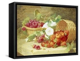 Baskets of Strawberries, Raspberries and Convolvulus-Eloise Harriet Stannard-Framed Stretched Canvas