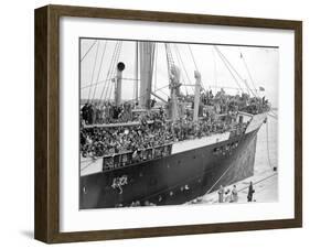 Basque Refugee Children from Bilbao Crowd the Deck of the Barcelona Liner Habana-null-Framed Premium Photographic Print