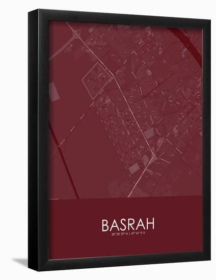 Basrah, Iraq Red Map-null-Framed Poster