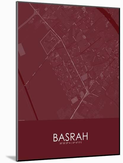 Basrah, Iraq Red Map-null-Mounted Poster