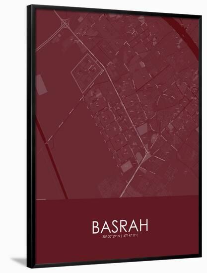 Basrah, Iraq Red Map-null-Framed Poster