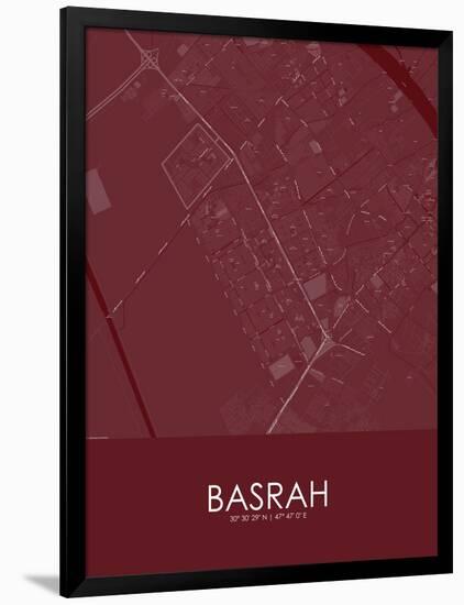 Basrah, Iraq Red Map-null-Framed Poster