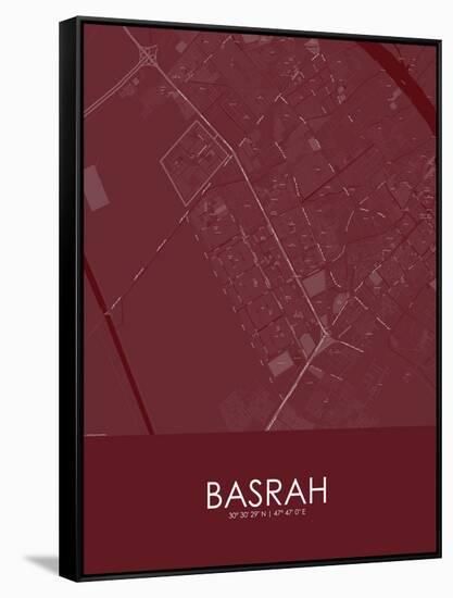 Basrah, Iraq Red Map-null-Framed Stretched Canvas