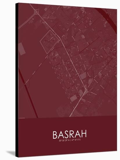 Basrah, Iraq Red Map-null-Stretched Canvas