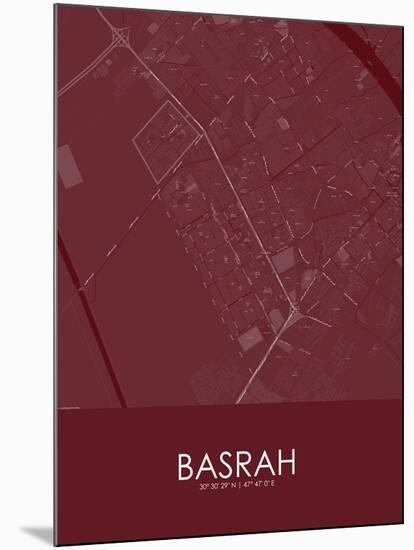 Basrah, Iraq Red Map-null-Mounted Poster