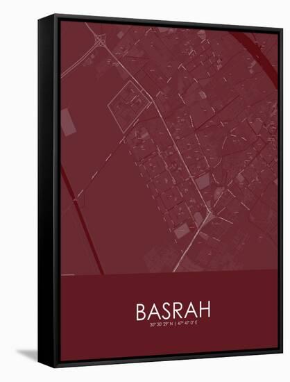 Basrah, Iraq Red Map-null-Framed Stretched Canvas