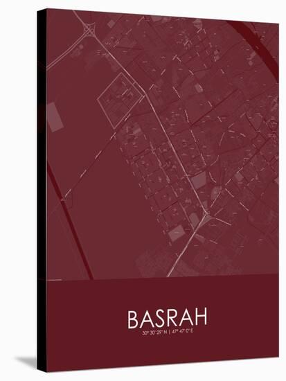 Basrah, Iraq Red Map-null-Stretched Canvas