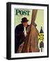 "Bass Fiddle at Bus Stop," Saturday Evening Post Cover, January 22, 1944-Howard Scott-Framed Giclee Print