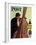 "Bass Fiddle at Bus Stop," Saturday Evening Post Cover, January 22, 1944-Howard Scott-Framed Giclee Print