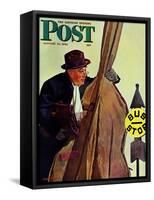 "Bass Fiddle at Bus Stop," Saturday Evening Post Cover, January 22, 1944-Howard Scott-Framed Stretched Canvas