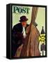 "Bass Fiddle at Bus Stop," Saturday Evening Post Cover, January 22, 1944-Howard Scott-Framed Stretched Canvas