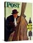 "Bass Fiddle at Bus Stop," Saturday Evening Post Cover, January 22, 1944-Howard Scott-Stretched Canvas