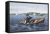 Bass Fishing-Currier & Ives-Framed Stretched Canvas