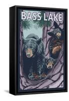 Bass Lake, California - Bears in Tree, c.2009-Lantern Press-Framed Stretched Canvas