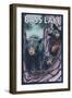 Bass Lake, California - Bears in Tree, c.2009-Lantern Press-Framed Art Print