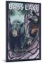 Bass Lake, California - Bears in Tree, c.2009-Lantern Press-Mounted Art Print