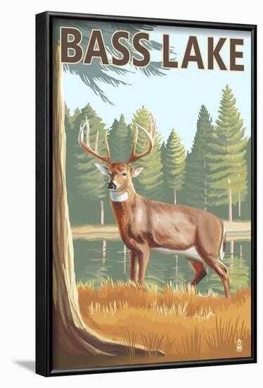 Bass Lake, California - Deer, c.2009-Lantern Press-Framed Art Print