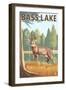 Bass Lake, California - Deer, c.2009-Lantern Press-Framed Art Print