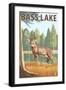 Bass Lake, California - Deer, c.2009-Lantern Press-Framed Art Print