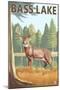 Bass Lake, California - Deer, c.2009-Lantern Press-Mounted Art Print